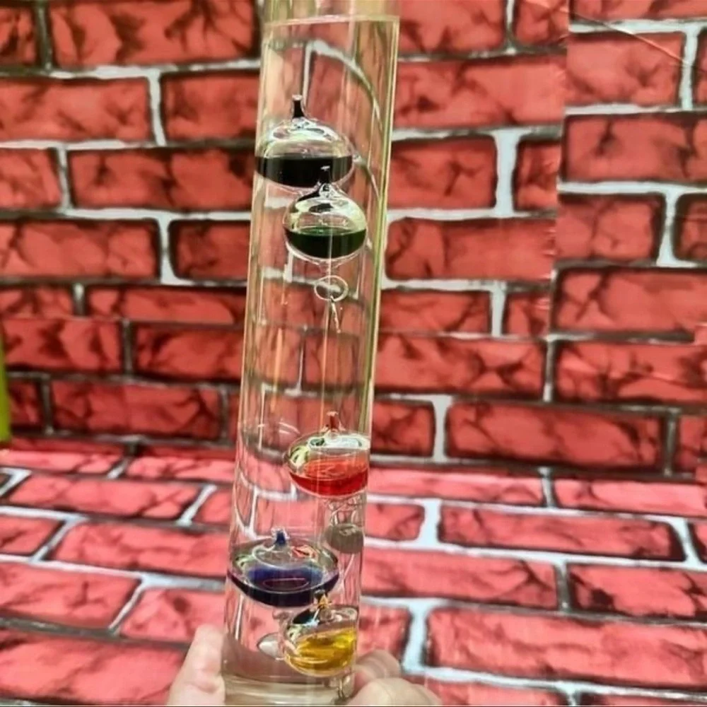 Glass Galileo Thermometer with Colorful Spheres